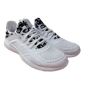 APL TECHLOOM TRACER Running Shoes Women Sz 10.5 White Black Leopard Animal Print